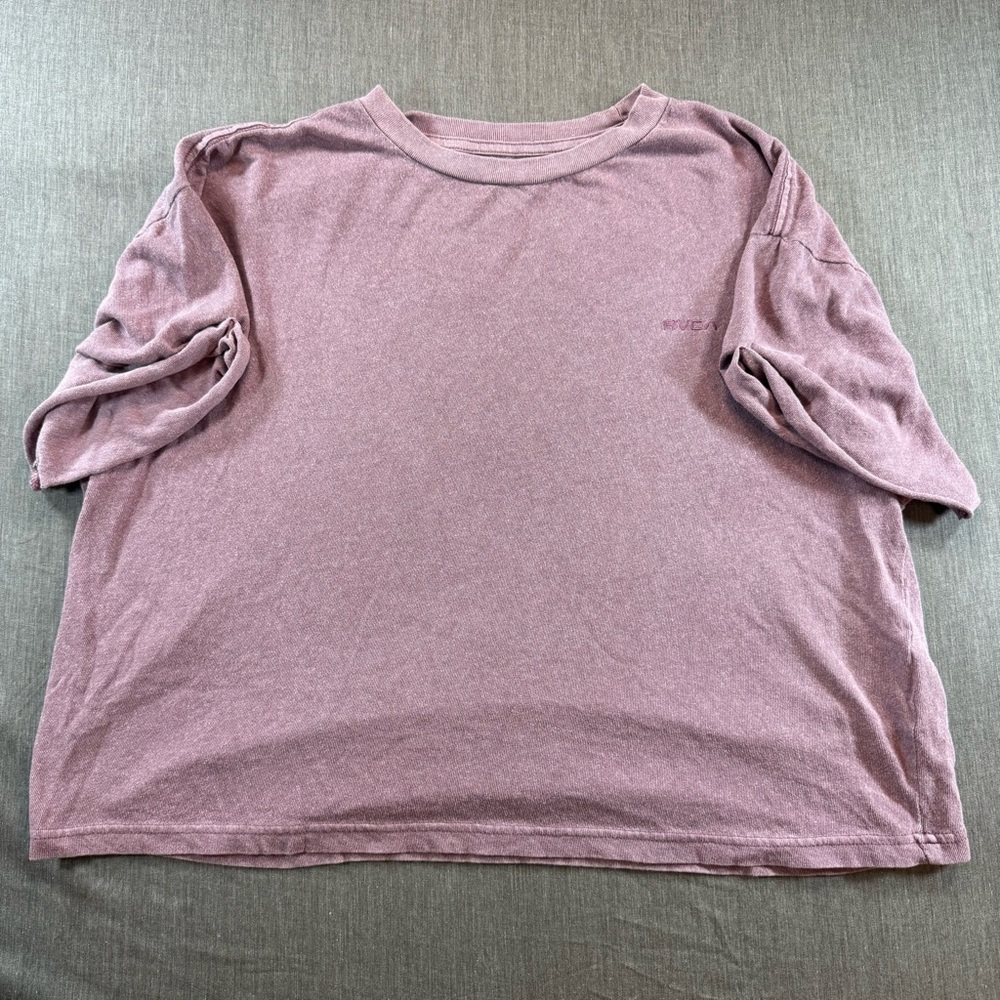 RVCA Balance of Opposites Women’s Washed Light Pink Top Shirt Sz Large Cropped